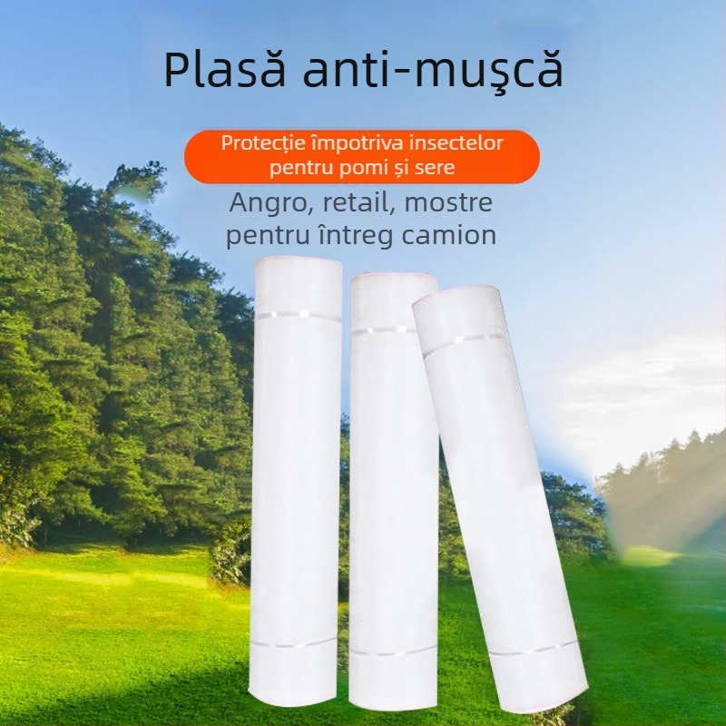 Plasă anti-insecte pentru seră, polietilenă, ochiuri 60, diametrul firului 0,1–1 mm, durată de viață 10–15 ani, pentru fructe și legume