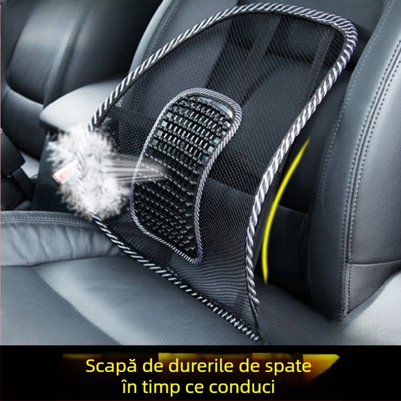 Sprijin lombar auto cu plasă respirabilă, umplutură EVA, masaj, potrivire universală, utilizare vara