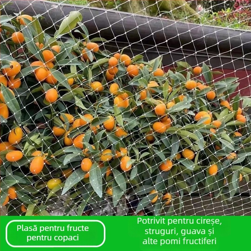 Plasă din nailon întărită pentru protecția împotriva păsărilor în livezi