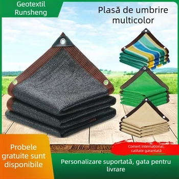 Plasă de umbrire pentru curte, rezistentă la temperaturi ridicate, îngroșată, pentru exterior, cu margine cusută și găuri pentru inele