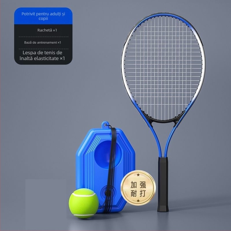 Rachetă de antrenament tenis pentru antrenament solo cu corzi de revenire, cadru din fibră de carbon, 95–100 g, extra tare, pentru copii
