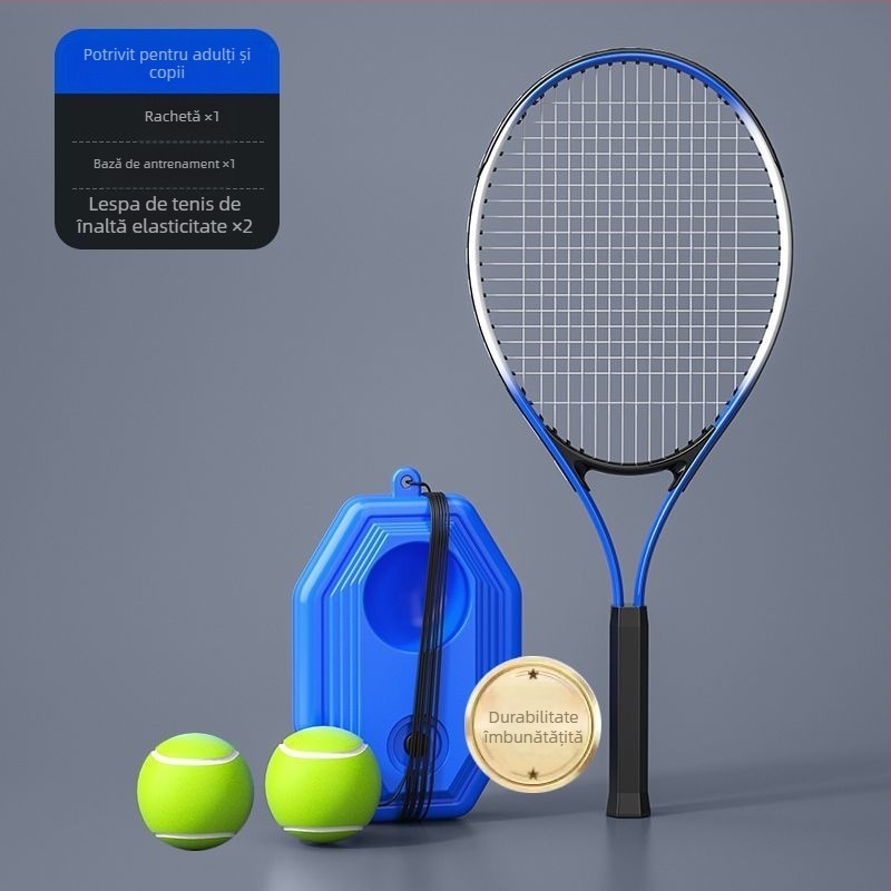 Rachetă de antrenament tenis pentru antrenament solo cu corzi de revenire, cadru din fibră de carbon, 95–100 g, extra tare, pentru copii
