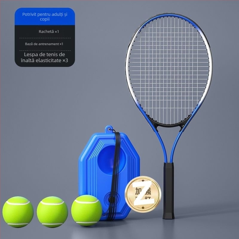 Rachetă de antrenament tenis pentru antrenament solo cu corzi de revenire, cadru din fibră de carbon, 95–100 g, extra tare, pentru copii