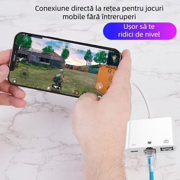 Adaptor OTG pentru iPad Apple – USB Ethernet și încărcare, cablu convertor 3-în-1