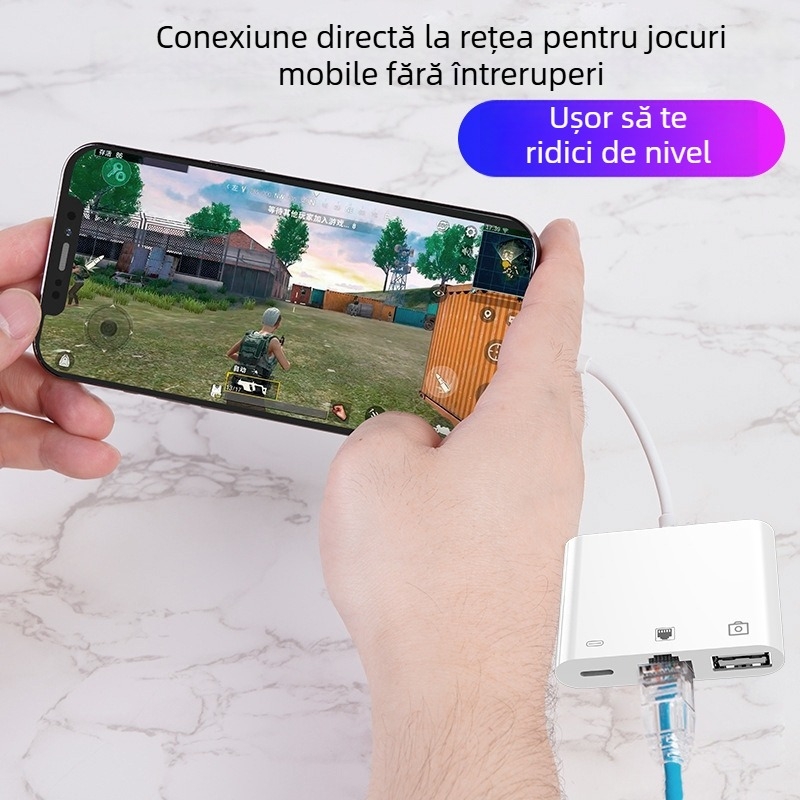 Adaptor OTG pentru iPad Apple – USB Ethernet și încărcare, cablu convertor 3-în-1
