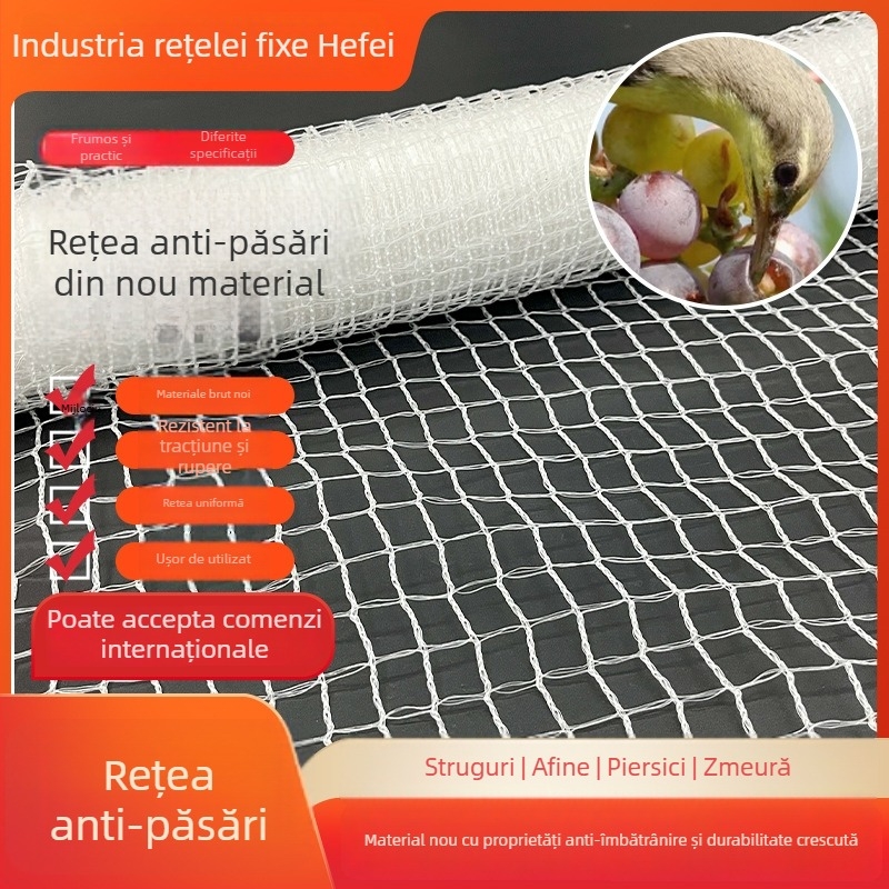 Plasă de păsări, material HDPE+UV, model FKS-201, protecție pentru livezi