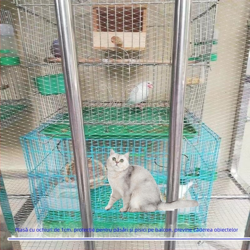 Set în trei piese plasă anti păsări pentru balcon – pentru pisici și pomi fructiferi, protecție din nailon