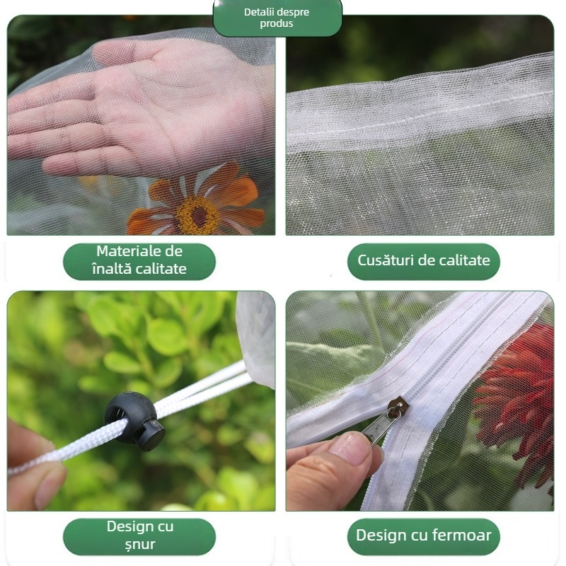 Acoperire cu plasă antiinsecte pentru plante – carcasă din plastic, model F0007, brand Junde