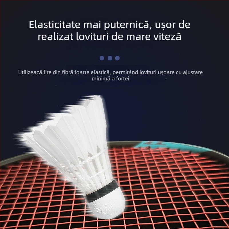 Rachetă de badminton, cadru din fibră de carbon, greutate 80–84 g, lovitură orizontală, duritate moderată, mâner G5