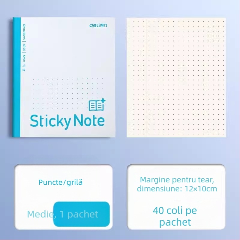 Deli etichetă de extindere pentru caiet, cu grilă orizontală, autoadezivă, 400 de foi pe pachet