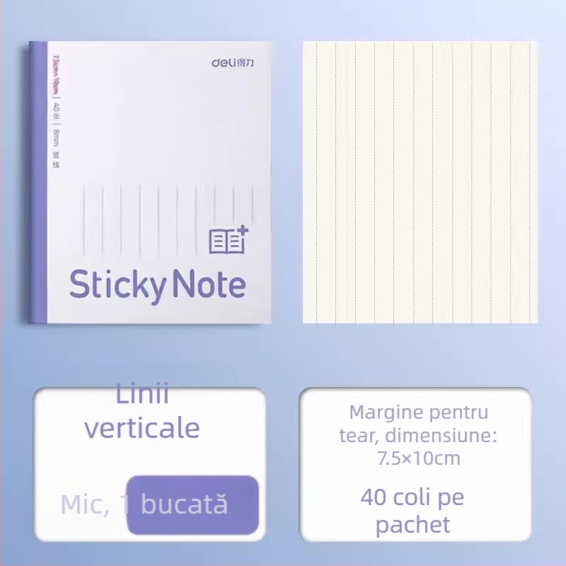 Deli etichetă de extindere pentru caiet, cu grilă orizontală, autoadezivă, 400 de foi pe pachet