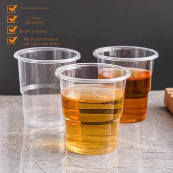 Pahar de plastic, unică folosință, din PP, gros, rotund, compatibil cu microundele, durată de viață 5 ani, potrivit pentru cafenele și băuturi reci