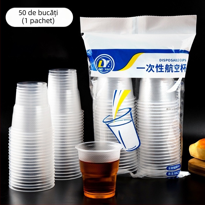 Pahar de plastic, unică folosință, din PP, gros, rotund, compatibil cu microundele, durată de viață 5 ani, potrivit pentru cafenele și băuturi reci