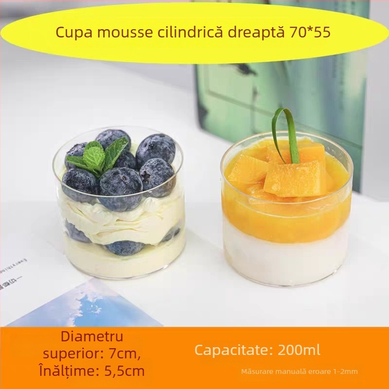 Cupe mousse pentru ambalarea deserturilor | Plastic PE, cupă, pereți 0.2-0.6 mm, specificații 7055/113, fără capac, 1000 pe zi