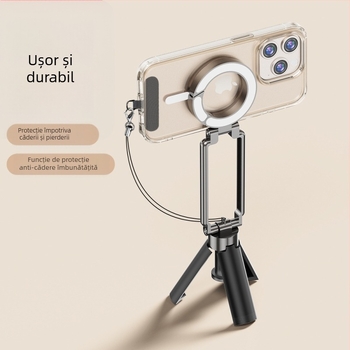 Trepied pentru telefon cu magneți bidirecționali, suport selfie din aliaj de aluminiu, universal, anti vibrații, pentru birou și exterior