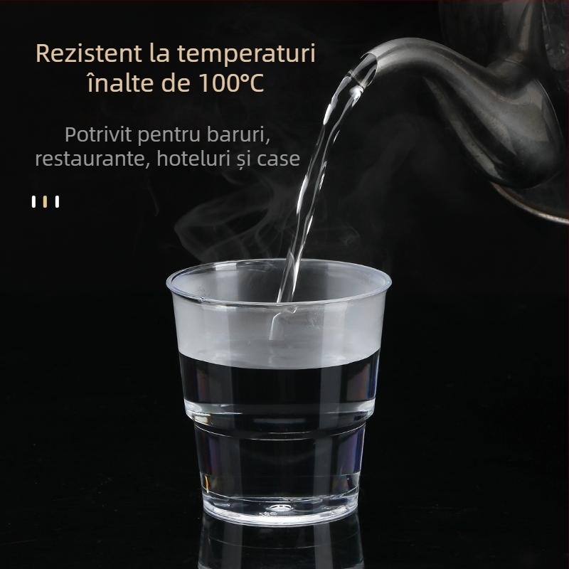Pahar din plastic rigid, de unică folosință, pentru băuturi, transparent, de calitate alimentară, îngroșat, rezistent la temperaturi înalte, pentru uz casnic