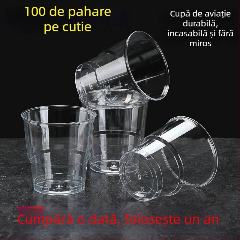 Pahar din plastic rigid, de unică folosință, pentru băuturi, transparent, de calitate alimentară, îngroșat, rezistent la temperaturi înalte, pentru uz casnic