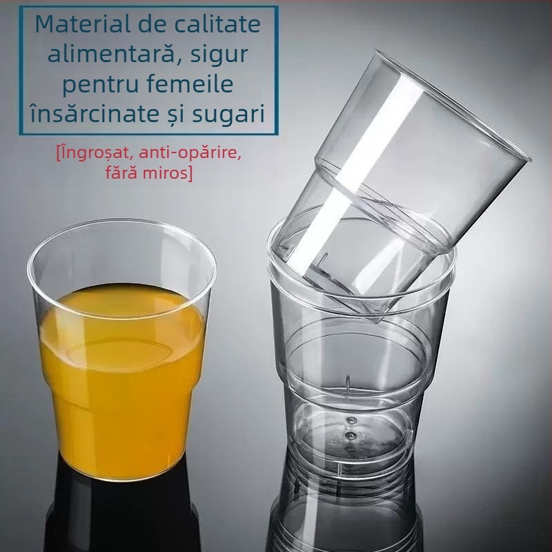 Pahar din plastic rigid, de unică folosință, pentru băuturi, transparent, de calitate alimentară, îngroșat, rezistent la temperaturi înalte, pentru uz casnic