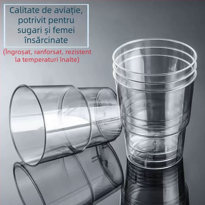 Pahar din plastic rigid, de unică folosință, pentru băuturi, transparent, de calitate alimentară, îngroșat, rezistent la temperaturi înalte, pentru uz casnic