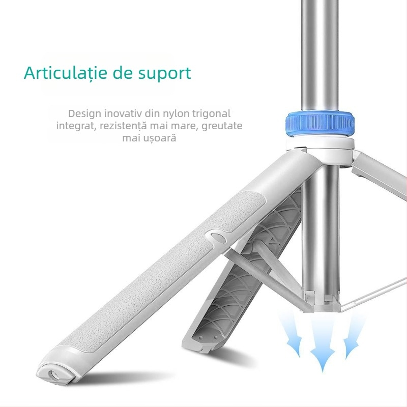 Pinsheng selfie trepied din aliaj de aluminiu, telecomandă Bluetooth, rotație de 360°, universal pentru desktop și vloguri în aer liber