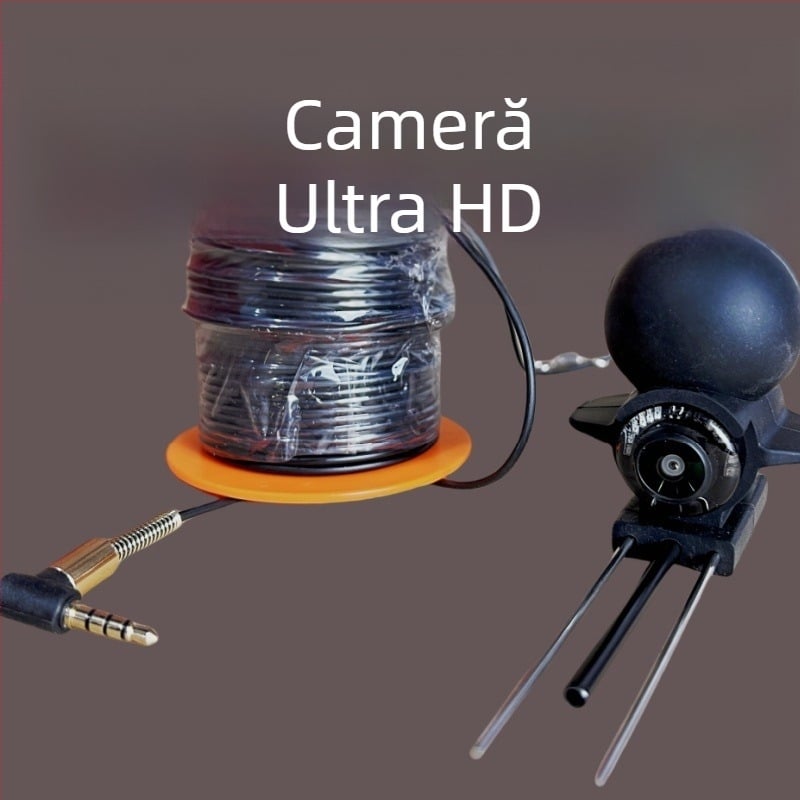 Detector de pește cu ecran HD și vizualizare subacvatică, adâncime 0,6–30 m, baterie reîncărcabilă