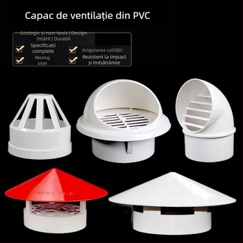 Cap PVC pentru ventilația conductelor, rezistent la vânt, ploaie și insecte, pentru ventilație și drenaj