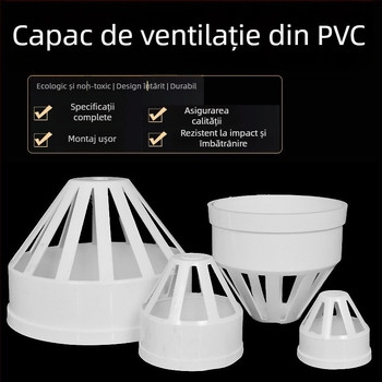 Cap PVC pentru ventilația conductelor, rezistent la vânt, ploaie și insecte, pentru ventilație și drenaj
