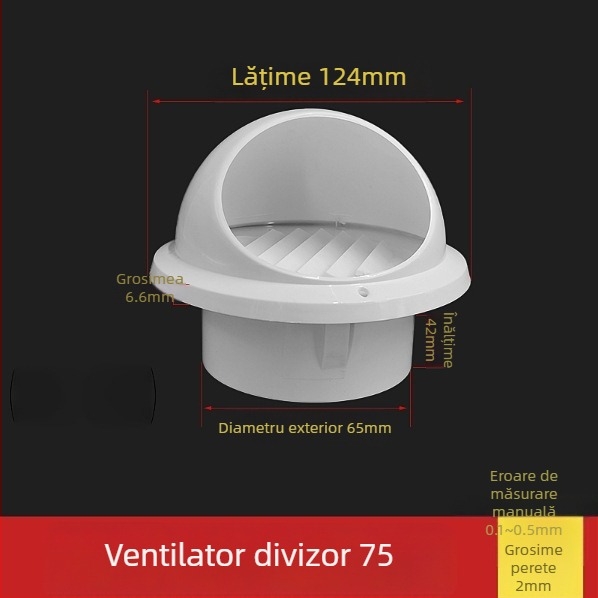 Cap PVC pentru ventilația conductelor, rezistent la vânt, ploaie și insecte, pentru ventilație și drenaj