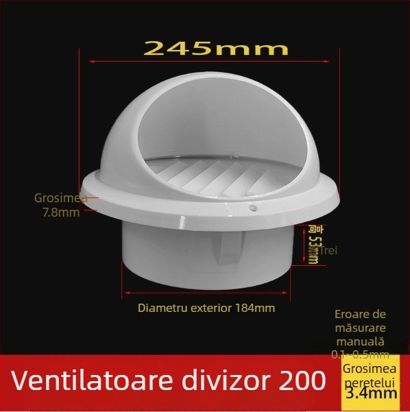 Cap PVC pentru ventilația conductelor, rezistent la vânt, ploaie și insecte, pentru ventilație și drenaj