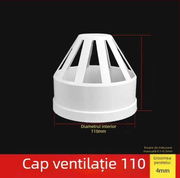 Cap PVC pentru ventilația conductelor, rezistent la vânt, ploaie și insecte, pentru ventilație și drenaj