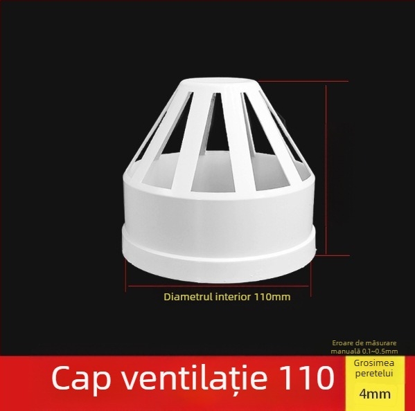 Cap PVC pentru ventilația conductelor, rezistent la vânt, ploaie și insecte, pentru ventilație și drenaj