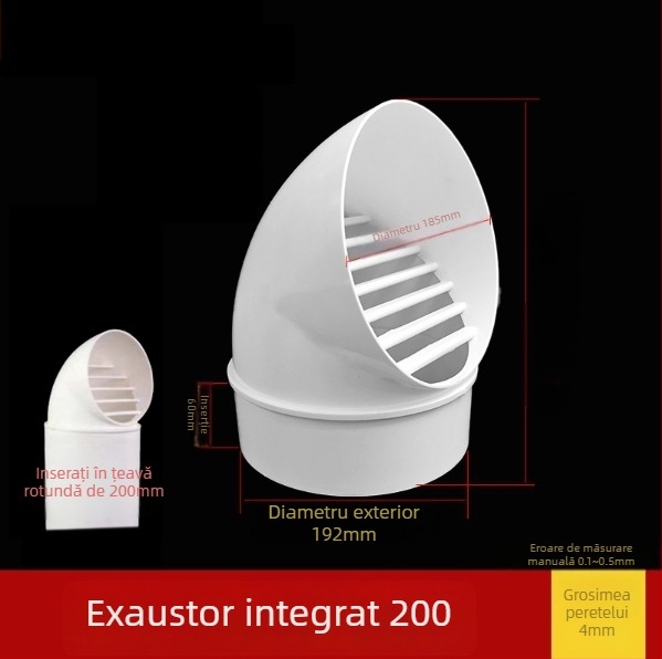 Cap PVC pentru ventilația conductelor, rezistent la vânt, ploaie și insecte, pentru ventilație și drenaj