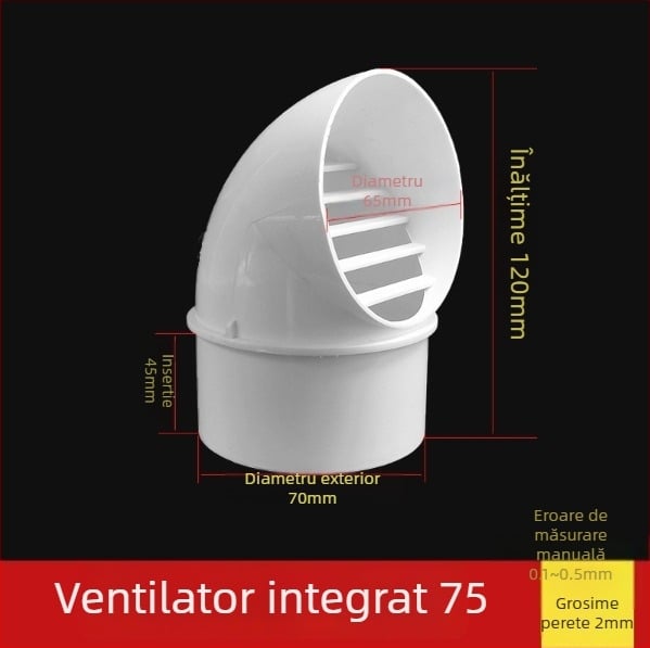 Cap PVC pentru ventilația conductelor, rezistent la vânt, ploaie și insecte, pentru ventilație și drenaj