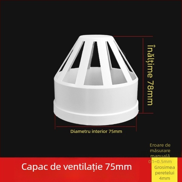 Cap PVC pentru ventilația conductelor, rezistent la vânt, ploaie și insecte, pentru ventilație și drenaj