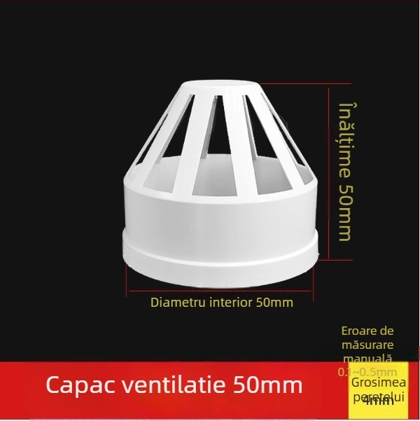 Cap PVC pentru ventilația conductelor, rezistent la vânt, ploaie și insecte, pentru ventilație și drenaj