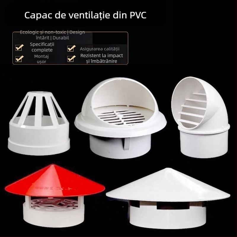 Cap PVC pentru ventilația conductelor, rezistent la vânt, ploaie și insecte, pentru ventilație și drenaj
