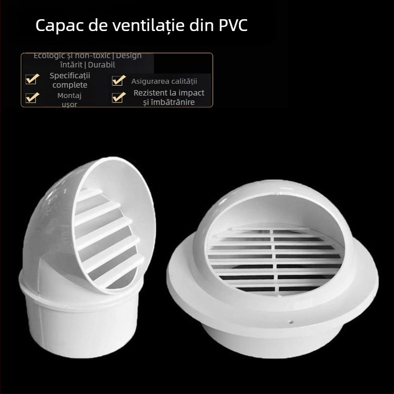Cap PVC pentru ventilația conductelor, rezistent la vânt, ploaie și insecte, pentru ventilație și drenaj