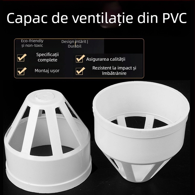 Cap PVC pentru ventilația conductelor, rezistent la vânt, ploaie și insecte, pentru ventilație și drenaj