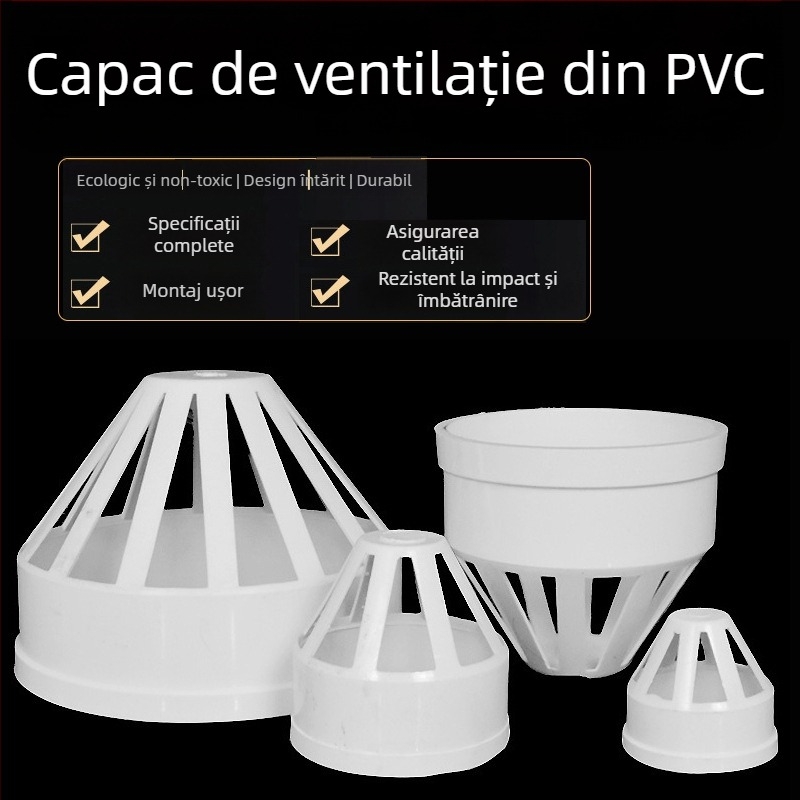 Cap PVC pentru ventilația conductelor, rezistent la vânt, ploaie și insecte, pentru ventilație și drenaj