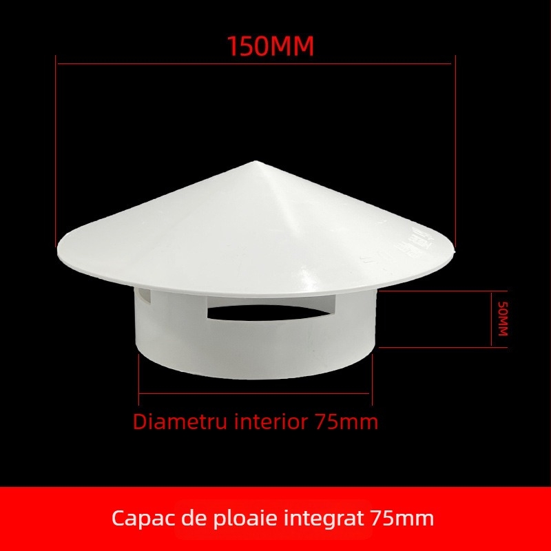 Cap PVC pentru ventilația conductelor, rezistent la vânt, ploaie și insecte, pentru ventilație și drenaj