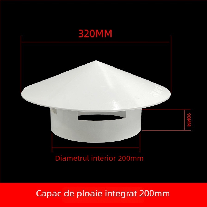 Cap PVC pentru ventilația conductelor, rezistent la vânt, ploaie și insecte, pentru ventilație și drenaj