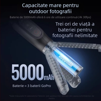TELESIN Shorty Trepied selfie cu telecomandă Bluetooth pentru GoPro 12–8, aliaj