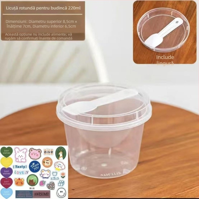 Cupa de budincă din plastic, de unică folosință, rezistentă la temperaturi înalte, pentru jeleu, iaurt și mousse, fără capac