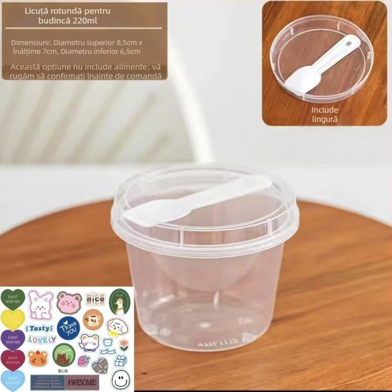 Cupa de budincă din plastic, de unică folosință, rezistentă la temperaturi înalte, pentru jeleu, iaurt și mousse, fără capac