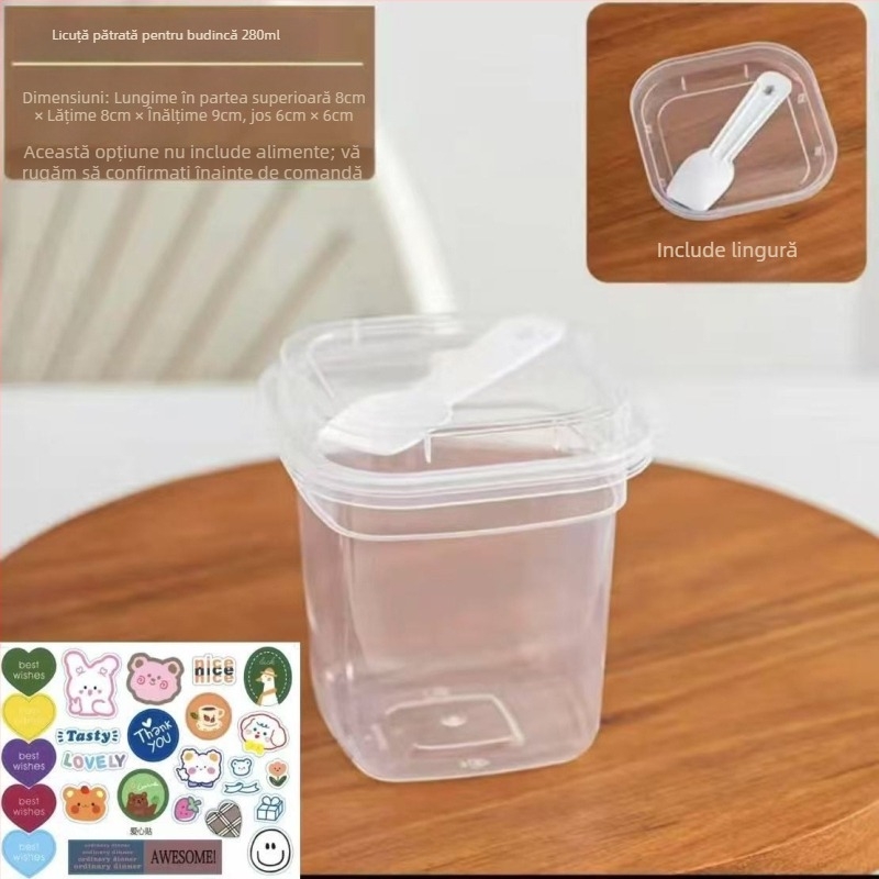 Cupa de budincă din plastic, de unică folosință, rezistentă la temperaturi înalte, pentru jeleu, iaurt și mousse, fără capac