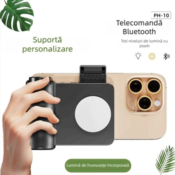 Selfie stick cu iluminare LED și Bluetooth – pentru telefoane, utilizare pe birou, focalizare reglabilă, anti-vibrații
