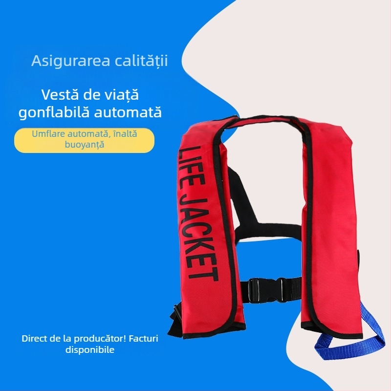 Shun Cheng Vestă de salvare gonflabilă pentru adulți, auto-umflabilă, portabilă, pentru pescuit