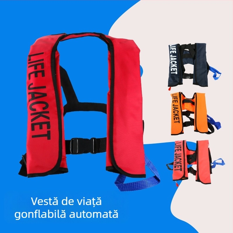 Shun Cheng Vestă de salvare gonflabilă pentru adulți, auto-umflabilă, portabilă, pentru pescuit