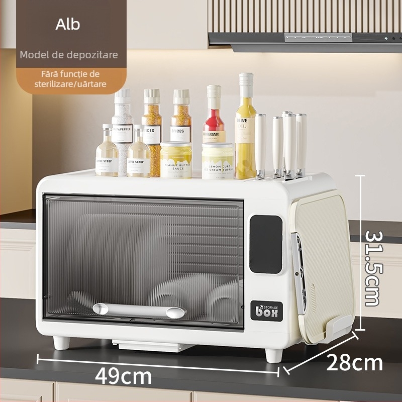 Dulap pentru uscat și sterilizat farfurii — compact, all-in-one cabinet UV cu capac și suport de scurgere, material PP+PET, brand Yile, origine Taizhou