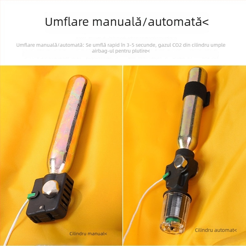 Vestă de salvare gonflabilă pentru adulți, cu umflare manuală și automată, mai multe benzi reflectorizante, purtare pe gât, pentru pescuit și înot